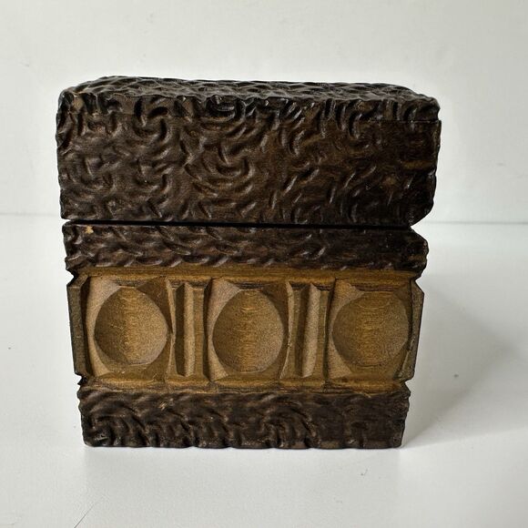 Vtg Wooden Carved 2 Deck Playing Card Box Hinged Heart Diamond Spade Club MCM - Picture 4 of 16